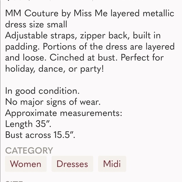 MM Couture by Miss Me layered dress, size small - Picture 10 of 10